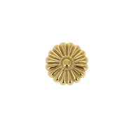 Concho à visser en laiton avec motif fleur, diamètre 17mm, accessoire décoratif pour cuir ou textile.
