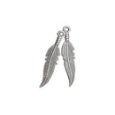 Plume pendentif métallique 3,7 cm - Lot de 2
