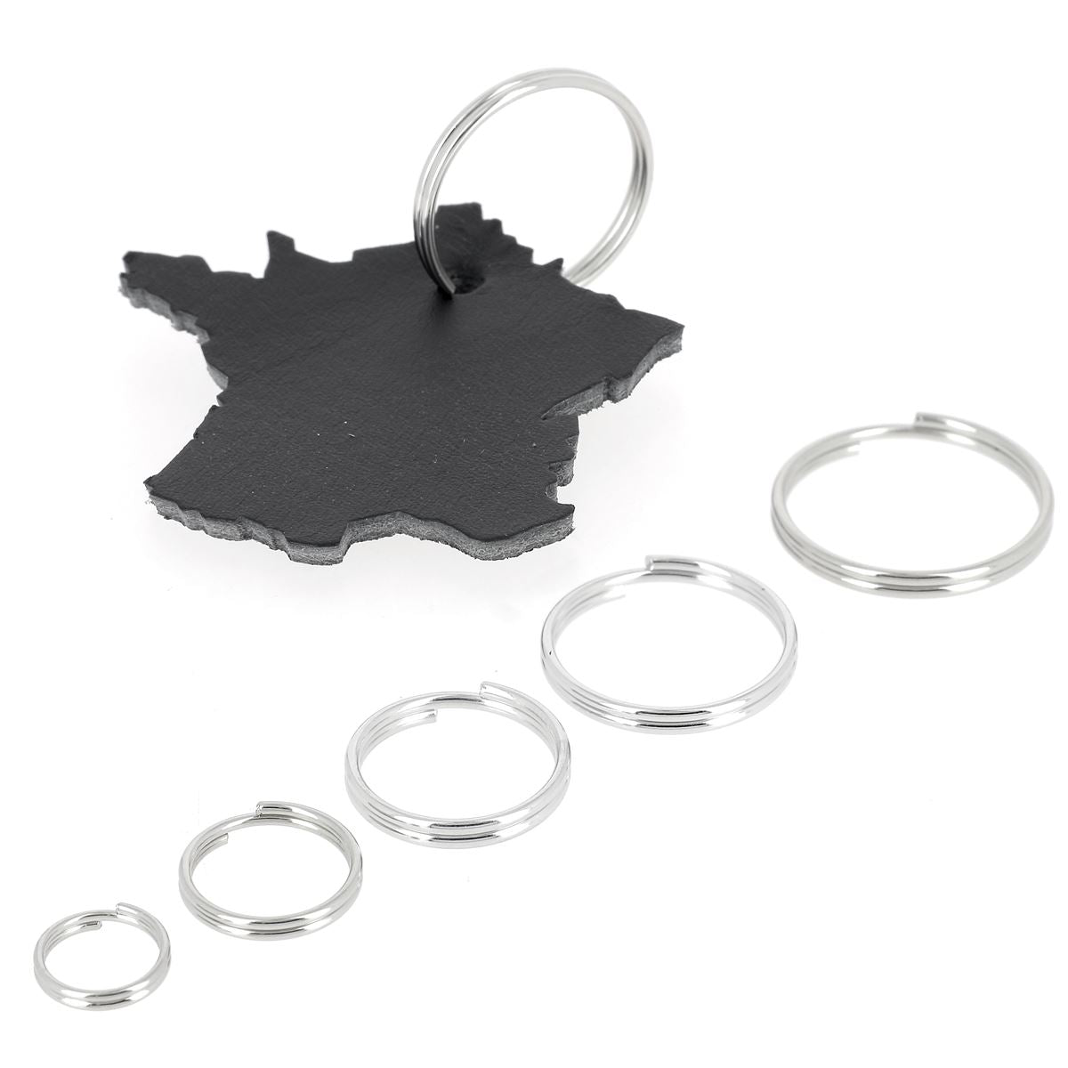 Anneaux porte-clés en acier nickelé