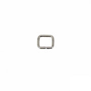 Passant rectangulaire en nickelé, bouclerie fine, dimensions 10x8 mm, pour travaux de bijouterie ou création artisanale.