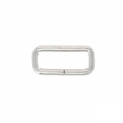 Passant rectangulaire à angles arrondis en nickelé, bouclerie pour bijoux, dimensions 30x10mm, fil 4mm.