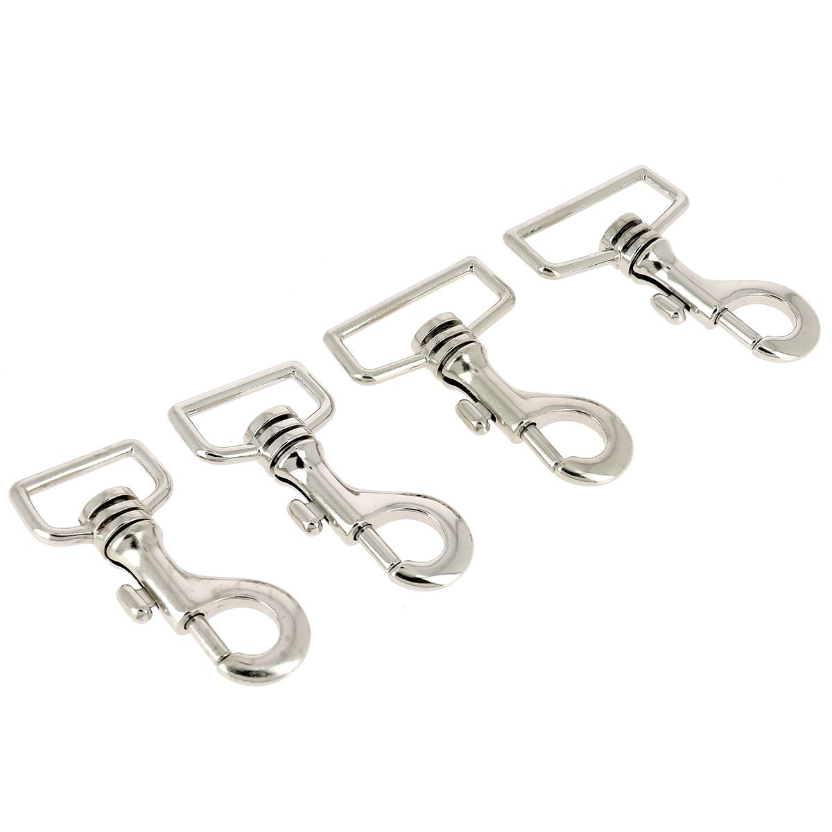 Mousqueton tournant à tirette - Hauteur 70mm - Nickelé - Deco Cuir