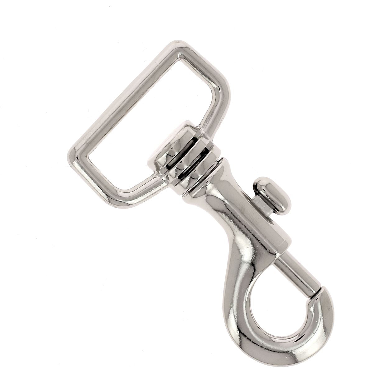 Mousqueton tournant à tirette - Hauteur 70mm - Nickelé - Deco Cuir