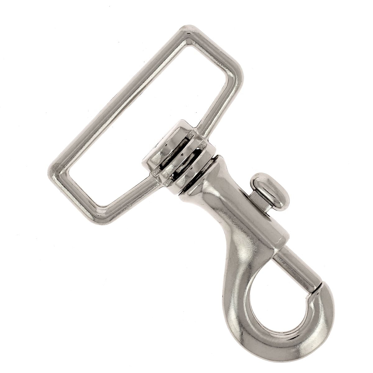 Mousqueton tournant à tirette - Hauteur 70mm - Nickelé - Deco Cuir