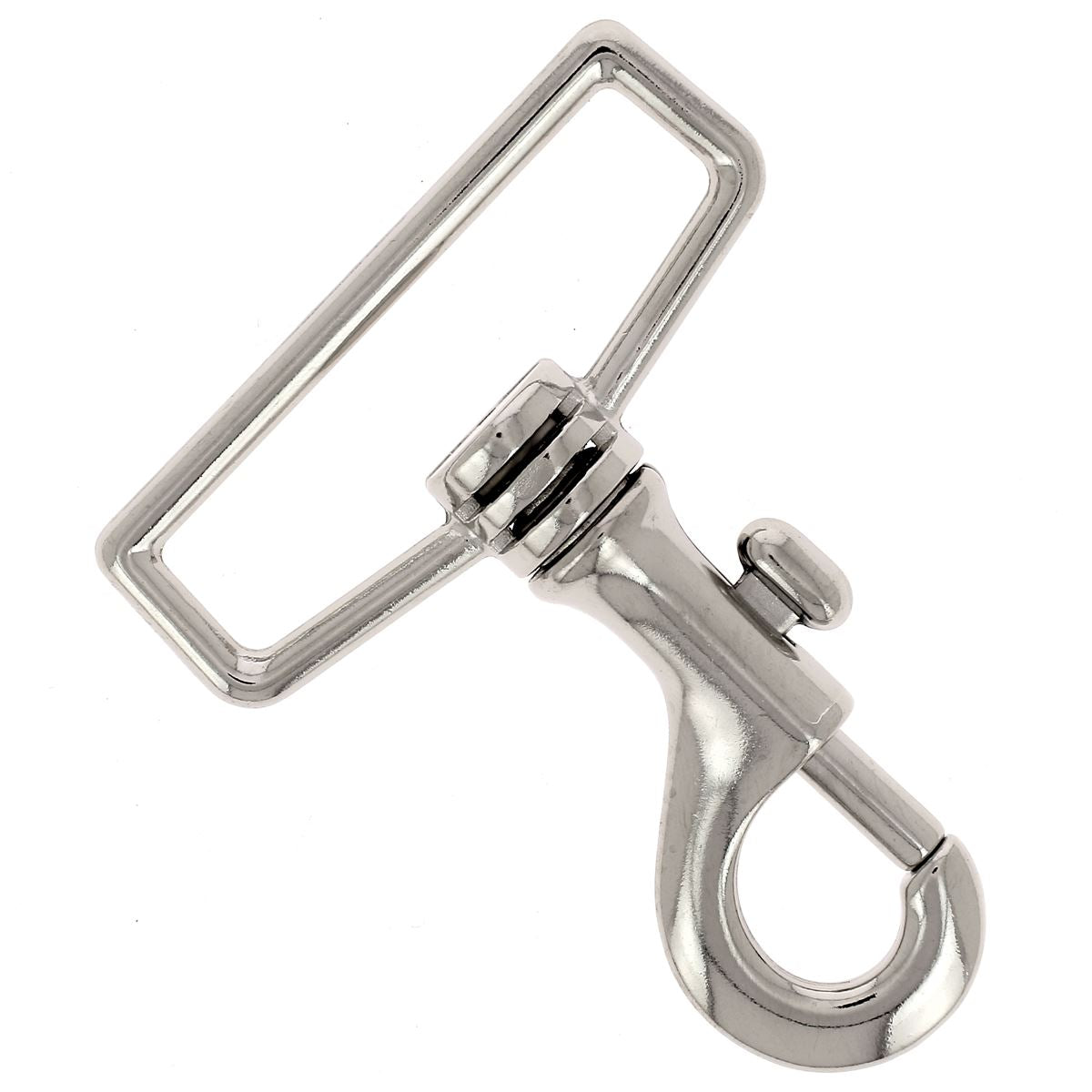 Mousqueton tournant à tirette - Hauteur 70mm - Nickelé - Deco Cuir