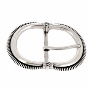 Boucle de ceinture double ZIA en laiton argent vieilli, 40mm, bouclerie robuste pour ceintures en cuir.