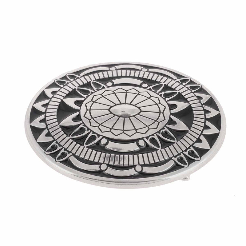 Oval belt buckle - SAY - AGED SILVER AND BLACK - 40mm