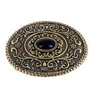 Boucle de ceinturon avec perle noire - GAO - LAITON SATINÉ - 40mm - Deco Cuir