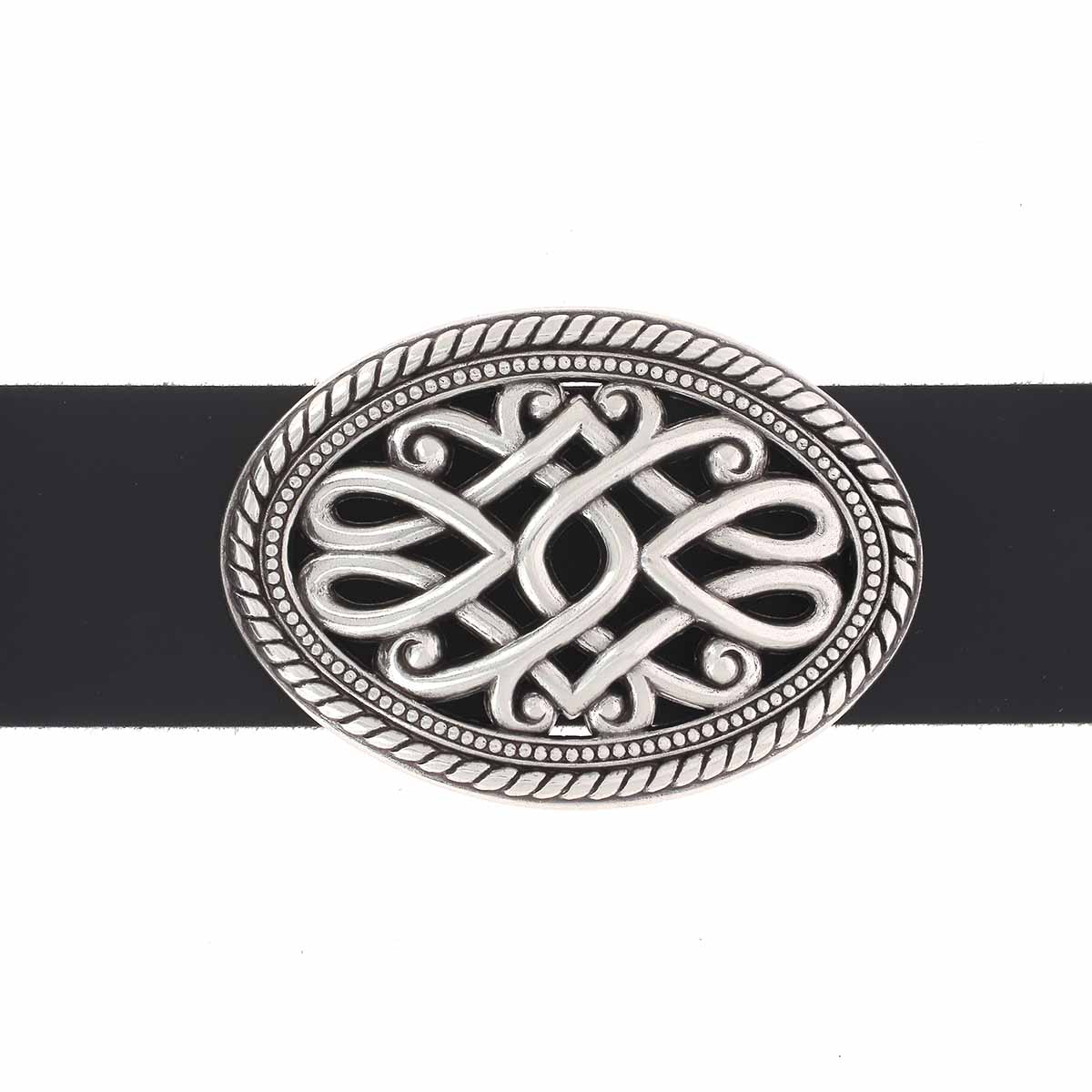 Boucle de ceinturon celtique - IXA - ARGENT VIEILLI - 40mm - Deco Cuir