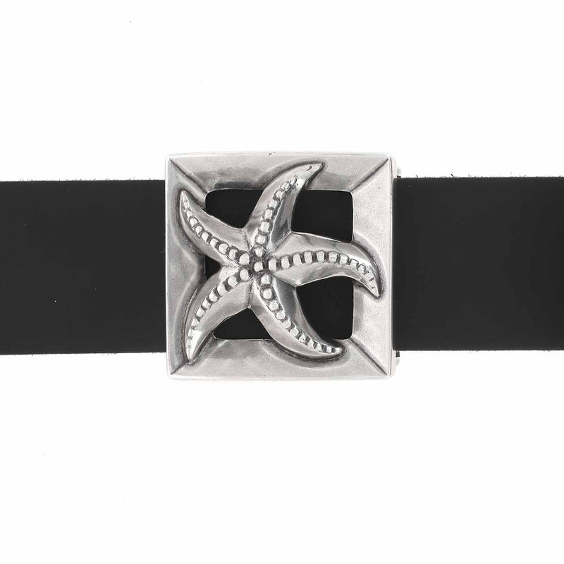 Starfish belt buckle - SEA - AGED SILVER - 40mm