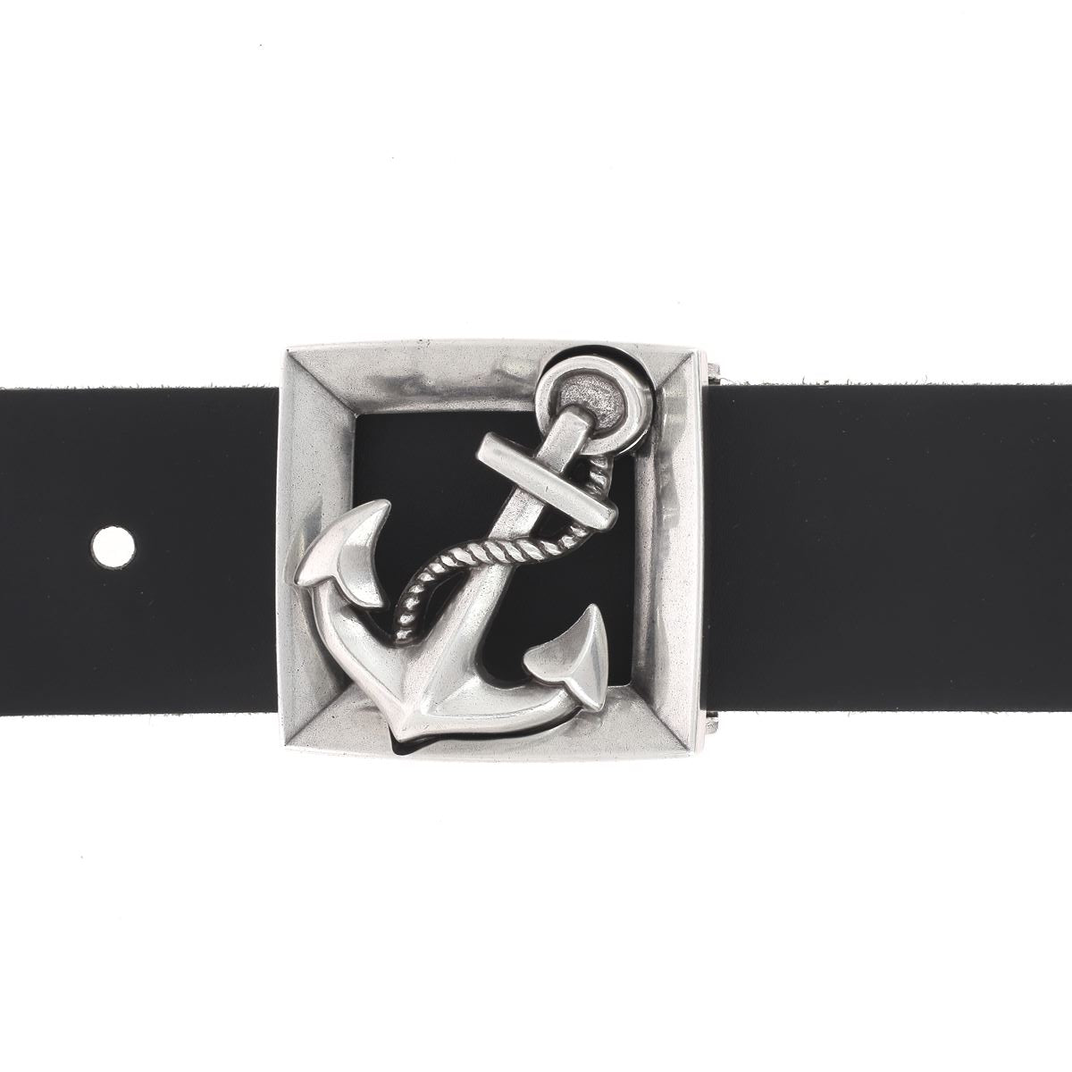 Boucle de ceinturon ancre marine - SEA - ARGENT VIEILLI - 40mm - Deco Cuir