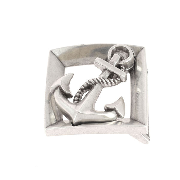 Navy anchor belt buckle - SEA - AGED SILVER - 40mm
