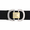 Boucle de ceinturon demi-ronds et pyramide - TIA - NICKELÉ ET DORÉ CLAIR - 40mm - Deco Cuir