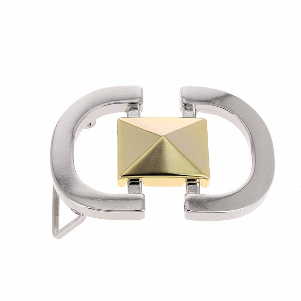Half-round and pyramid belt buckle - TIA - NICKEL-PLATED AND LIGHT GOLD - 40mm