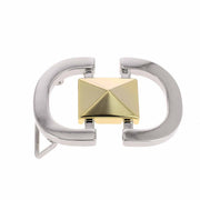 Boucle de ceinturon demi-ronds et pyramide - TIA - NICKELÉ ET DORÉ CLAIR - 40mm - Deco Cuir