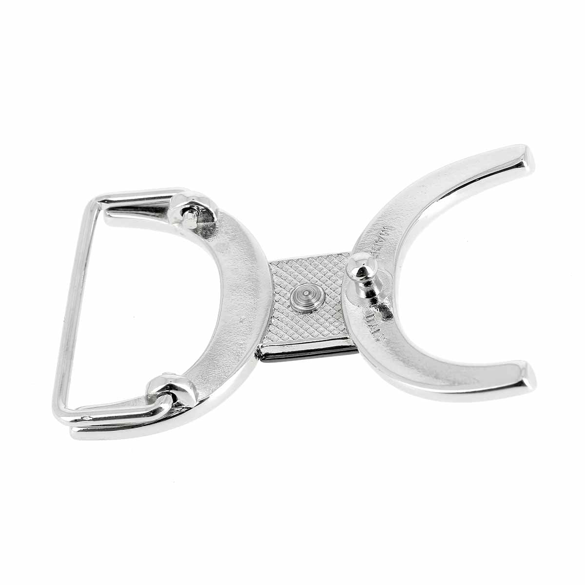 Boucle de ceinturon demi-cercles et pyramide - KAI - NICKELÉ ET CANON DE FUSIL - 40mm - Deco Cuir