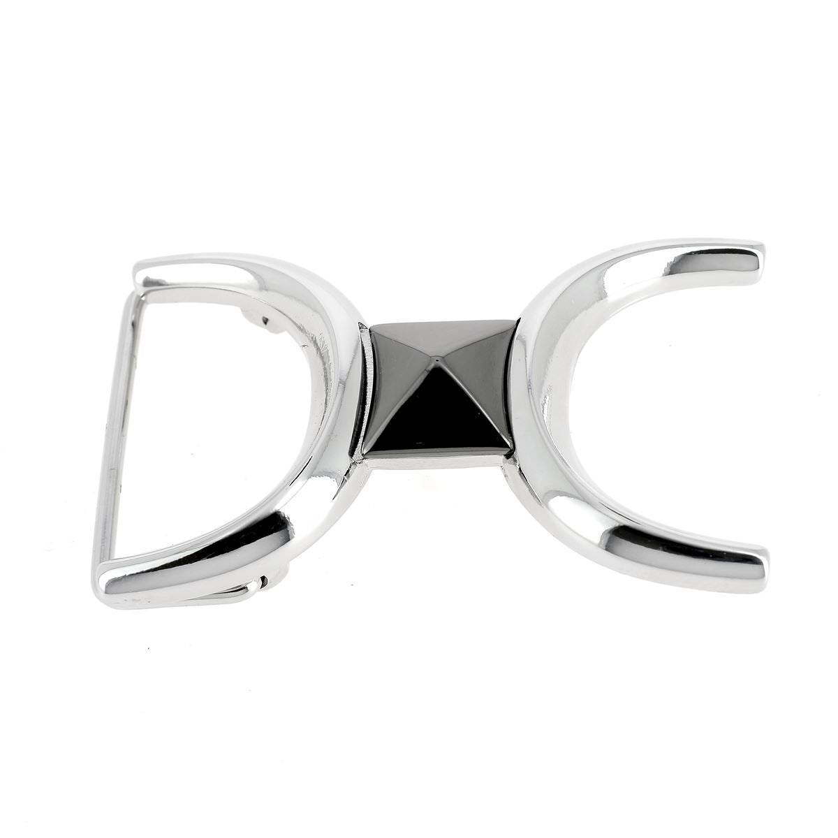 Boucle de ceinturon demi-cercles et pyramide - KAI - NICKELÉ ET CANON DE FUSIL - 40mm - Deco Cuir