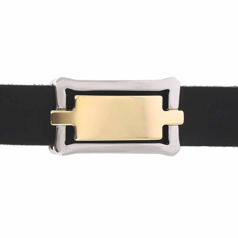 Rectangular belt buckle - RUY - NICKEL-PLATED AND LIGHT GOLD - 25mm