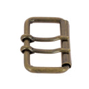 Boucle de ceinture en fil rond à double ardillon et à rouleau EVY - Laiton vieilli - 46mm