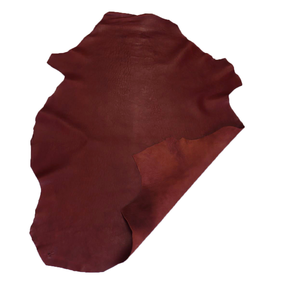 Peau entière de cuir de basane française, aniline, couleur acajou, qualité 2, pour la maroquinerie ou la couture.
