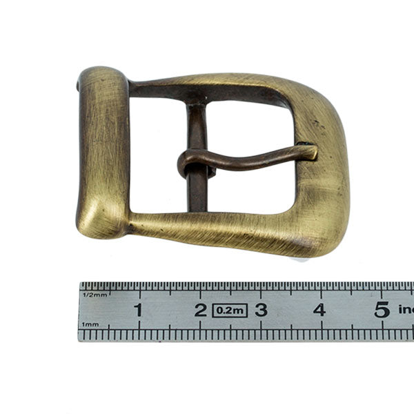 Double belt buckle with loop RYM - SATIN AGED BRASS - 30mm