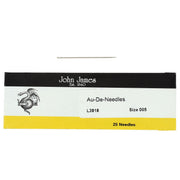 Lot de 25 aiguilles droites John James avec bout pointu, taille 0, pour couture et broderie, en mercerie.