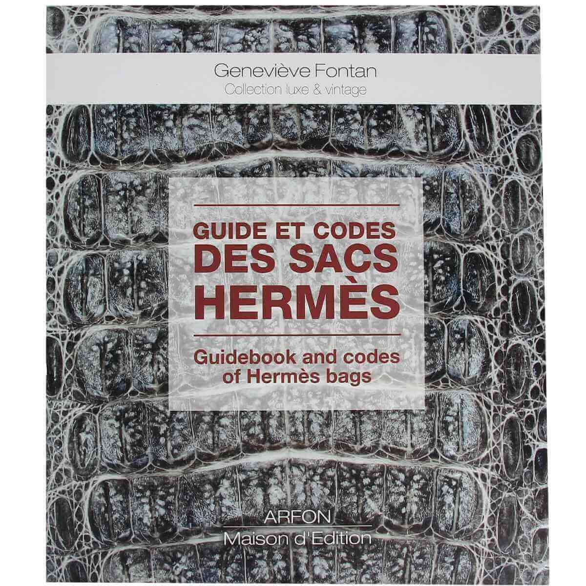 Livre "Guide et codes des sacs Hermès" de Geneviève FONTAN, livre de mode et accessoires, couverture avec images de sacs Hermès.