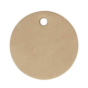 Découpe rond de 5cm en cuir naturel pour porte-clés à personnaliser, par Deco Cuir, illustration de la découpe de cuir.
