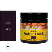 Patine pour cuir Fiebing's Antique finish noir de 118ml, teinture et peinture pour cuir, bouteille avec étiquette noire.