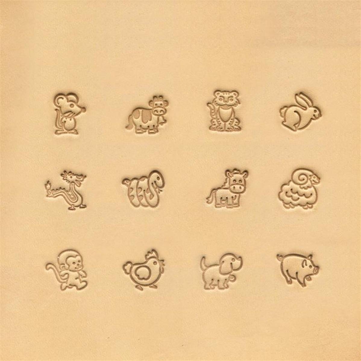 Jeu de matoirs 3D pour cuir - animaux dessins animés 12 pièces 