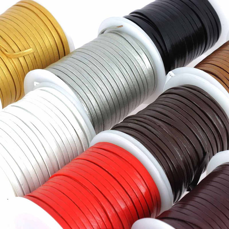Flat Pigmented Leather Lace - Width 3mm