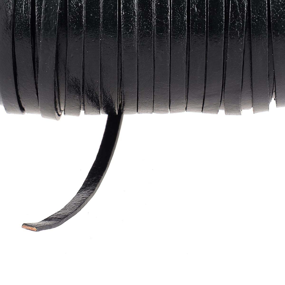 Lacet en cuir pigmenté Plat - Largeur 4mm - Deco Cuir