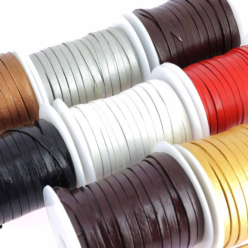 Flat Pigmented Leather Lace - Width 4mm