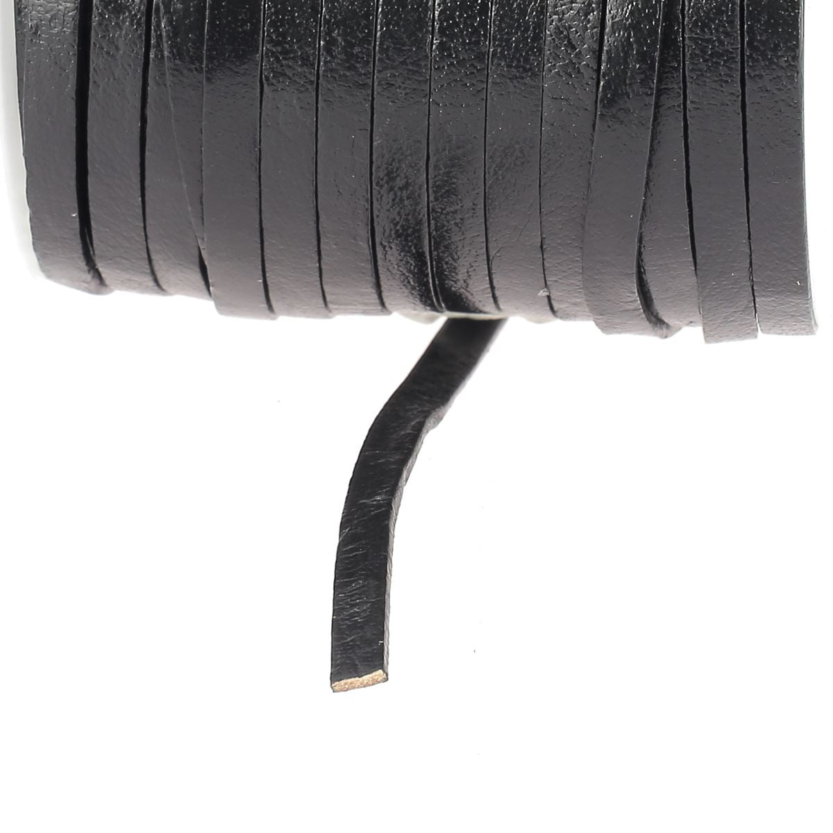 Lacet en cuir pigmenté Plat - Largeur 5mm - Deco Cuir