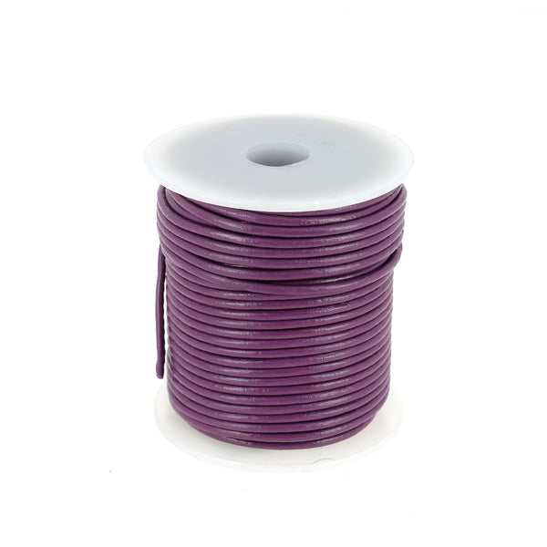 Round leather lace - Diameter 2mm PURPLE 1 meter of lace