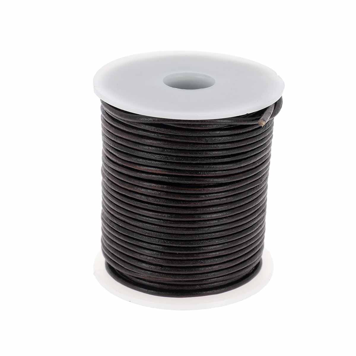 Lacet en cuir teinté Rond - Diamètre 2mm - Deco Cuir