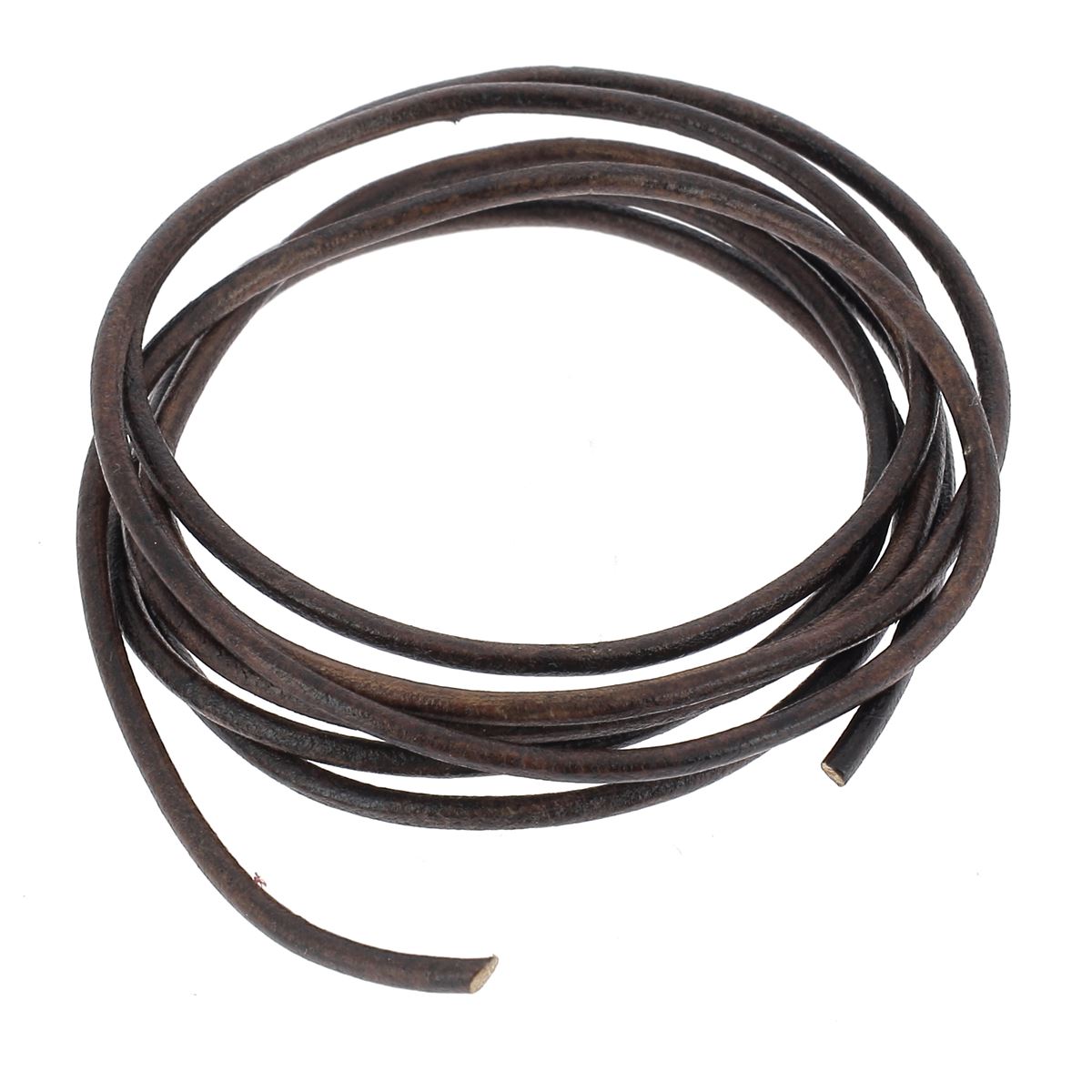 Lacet en cuir teinté Rond - Diamètre 2mm - Deco Cuir