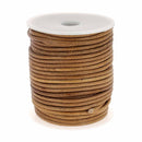Lacet en cuir teinté Rond - Diamètre 3mm - Tan