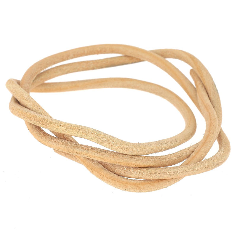 Round leather laces - NATURAL