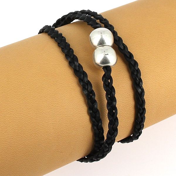 Lacet en cuir pigmenté Plat tressé - Largeur 4mm - Deco Cuir