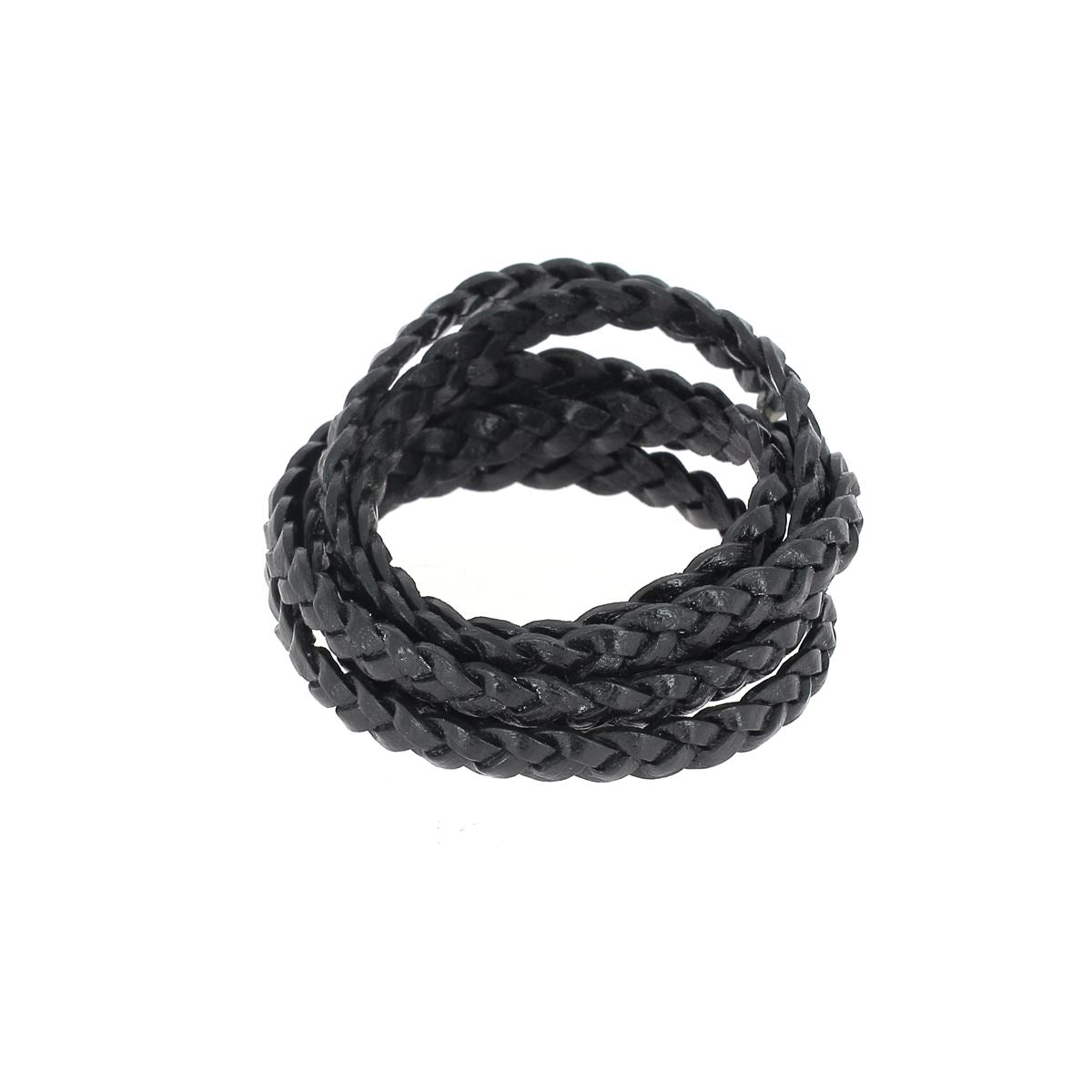 Lacet en cuir pigmenté Plat tressé - Largeur 5mm - Deco Cuir