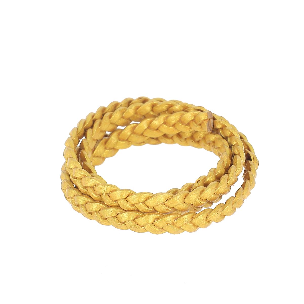 Lacet en cuir pigmenté Plat tressé - Largeur 5mm - Deco Cuir