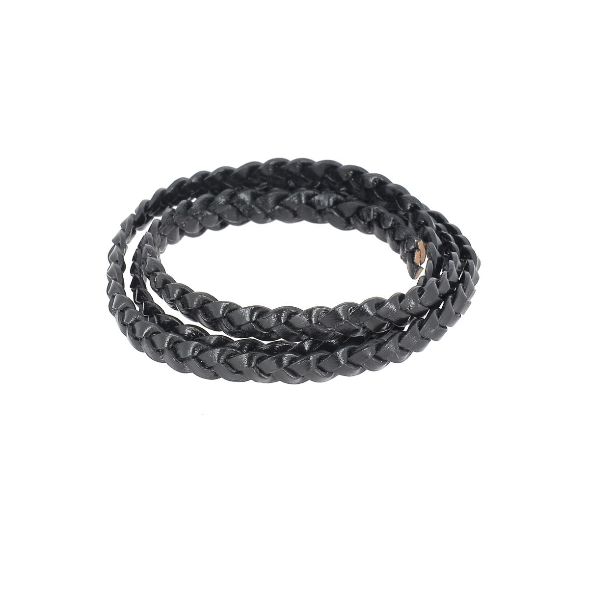 Lacet en cuir pigmenté Plat tressé - Largeur 6mm - Deco Cuir