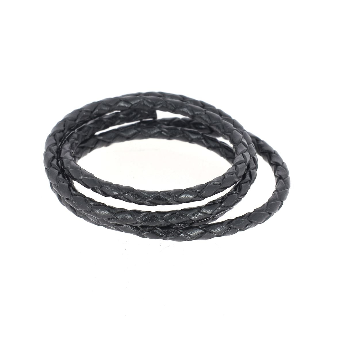 Lacet en cuir pigmenté Rond tressé - Diamètre 3mm - Deco Cuir