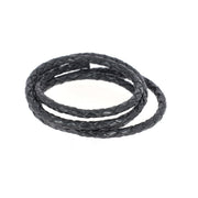 Lacets en cuir pigmenté rond tressé noir de 3 mm de marque Deco Cuir, pour chaussures élégantes et durables.
