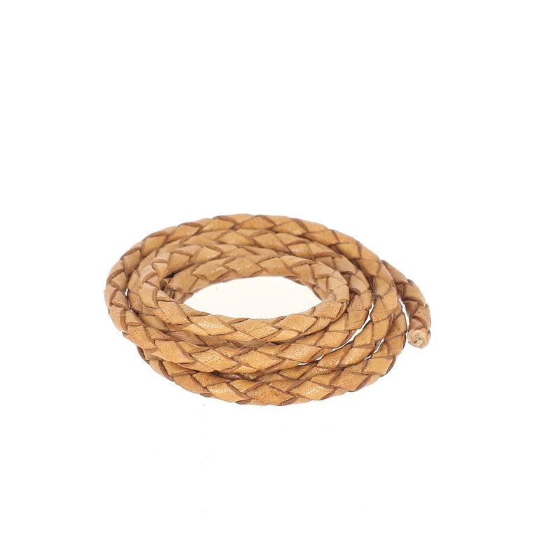 Round Braided Pigmented Leather Lace - Diameter 3mm