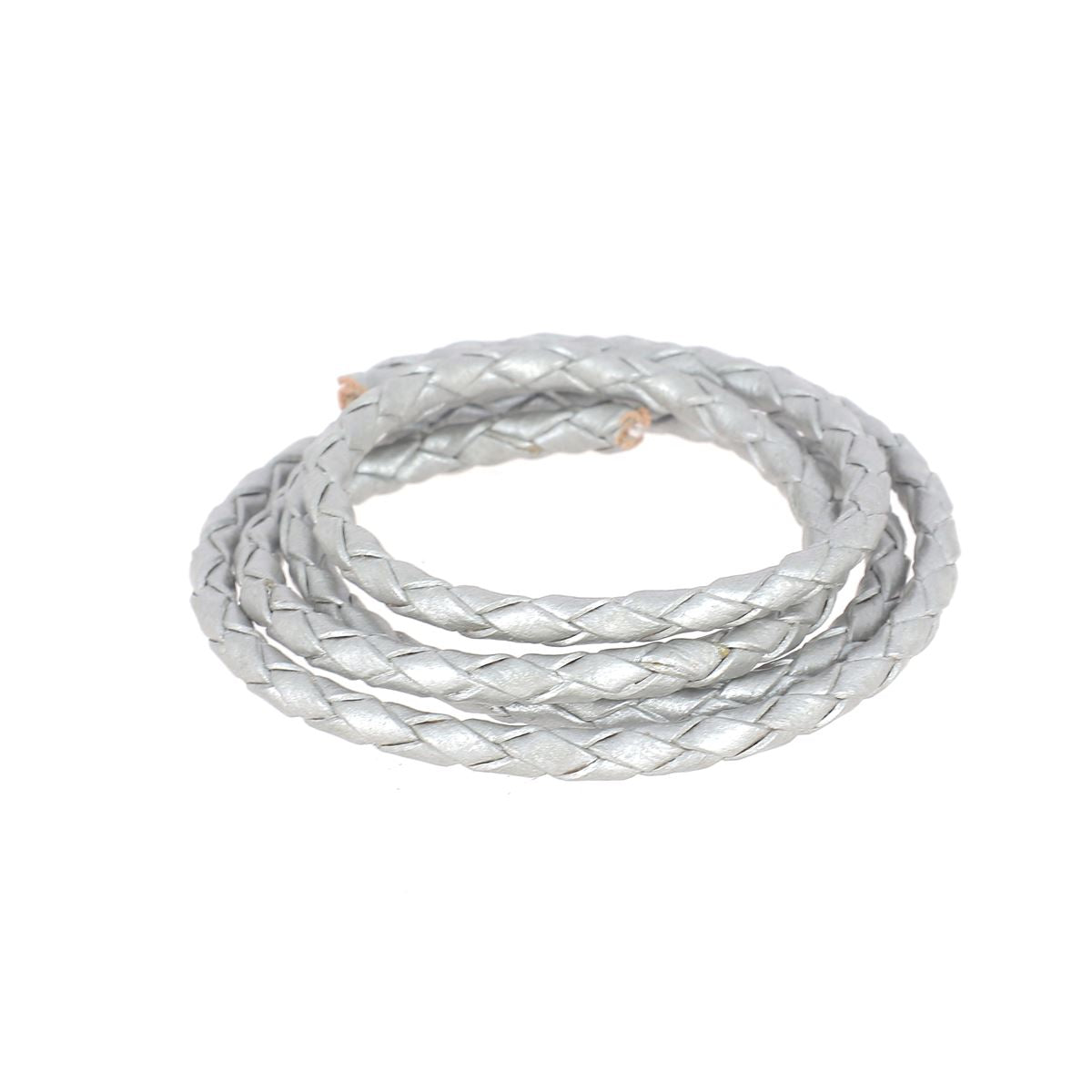 Lacet en cuir pigmenté Rond tressé - Diamètre 3mm - Deco Cuir