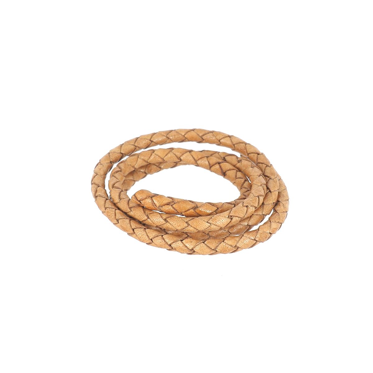 Lacet en cuir pigmenté Rond tressé - Diamètre 5mm - Deco Cuir