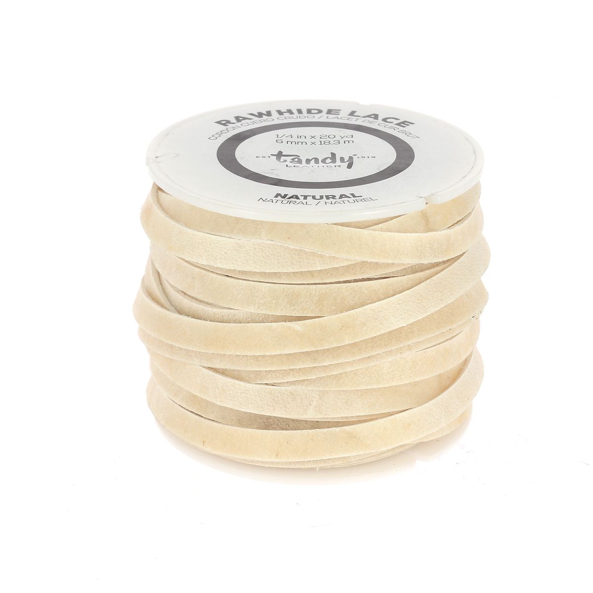 Lacet en cuir brut Plat - Rawhide - NATUREL - Bobine de 18 mètres - Tandy Leather - Deco Cuir