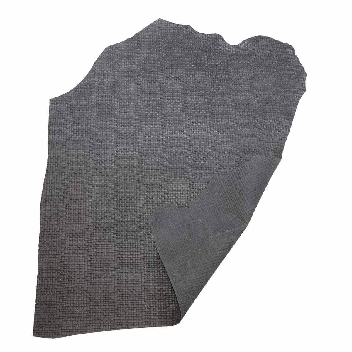 Peau de cuir de  veau effet tressé - GRIS J56 - Deco Cuir